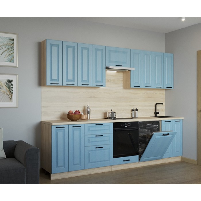 Кухонный гарнитур прямой «Вегас 18», с столешницей, 3000 мм, цвет роял вуд голубой - Фото 1