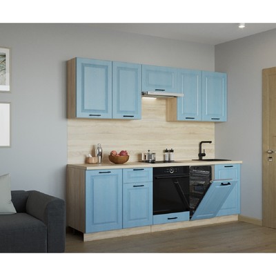Кухонный гарнитур прямой «Вегас 19», с столешницей, 2450 мм, цвет роял вуд голубой