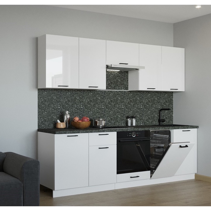 Кухонный гарнитур прямой «Вегас 19», с столешницей, 2450 мм, цвет роял вуд голубой белый глянец - Фото 1