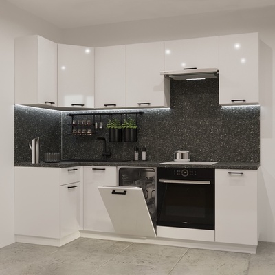 Кухонный гарнитур угловой «Роял Вуд», 1000×2450 мм, цвет белый глянец