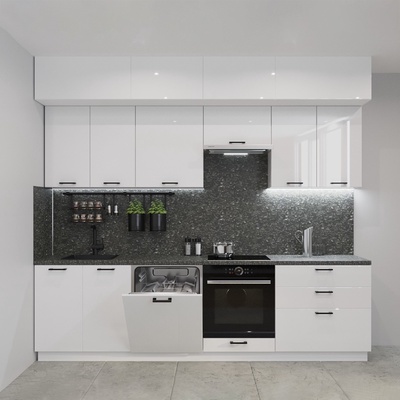 Кухонный гарнитур трёхуровневый в потолок «Роял Вуд 22», 2800 мм, цвет белый глянец