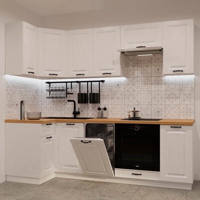 Кухонный гарнитур угловой «Роял Вуд», 1000×2450 мм, цвет белый вегас