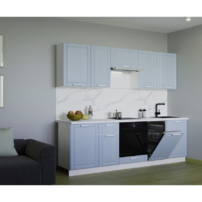 Кухонный гарнитур прямой «Прованс 19», с столешницей, 2450 мм, цвет роял вуд голубой - Фото 1