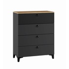 Комод с 4 ящиками Ника, 800х410х916, Графит/Дуб/Эйфория МДФ - Фото 1