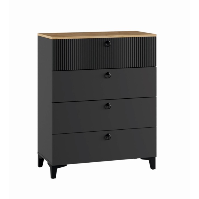 Комод с 4 ящиками Ника, 800х410х916, Графит/Дуб/Эйфория МДФ - Фото 1
