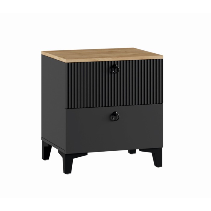 Тумба прикроватная Ника, 400х410х516, Графит/Дуб/Эйфория МДФ - Фото 1