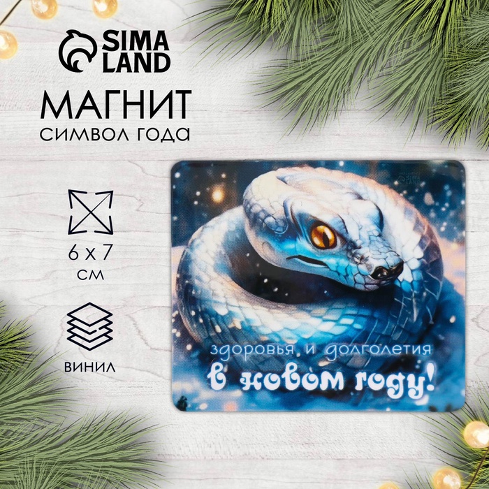 Магнит на холодильник «Змея. Здоровья», винил, 6×7 см - Фото 1