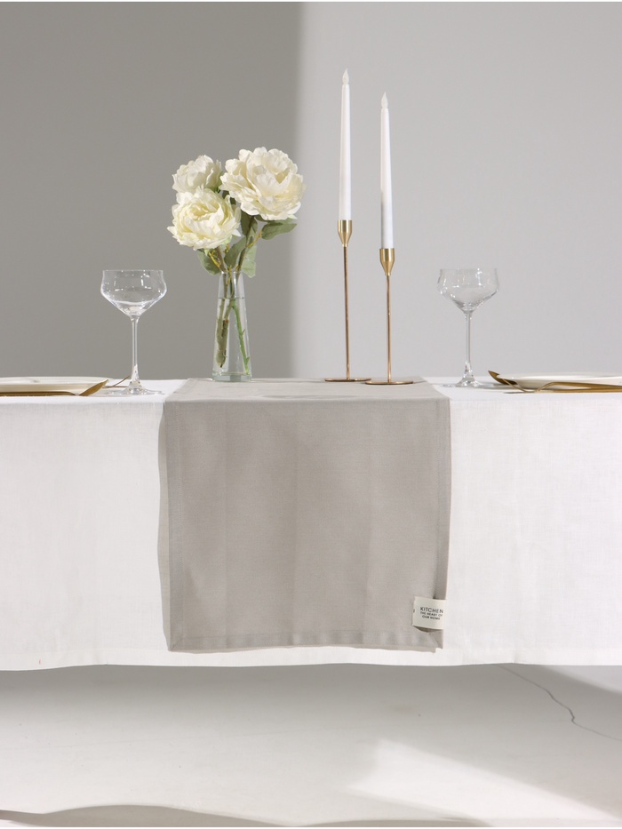 Дорожка на стол «Этель» Kitchen 40×146 см, 100% хлопок, саржа 250 г/м², светло-серая - Фото 1