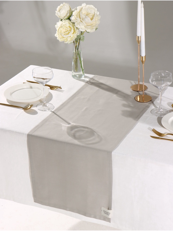 Дорожка на стол «Этель» Kitchen, 40×146 см, 100% хлопок, саржа 250 г/м², светло-серая - Фото 1