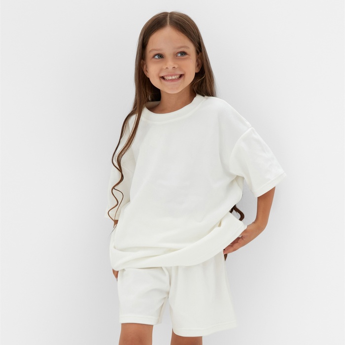 

Костюм детский (футболка, шорты) KAFTAN Plushy р.30 (98-104), белый