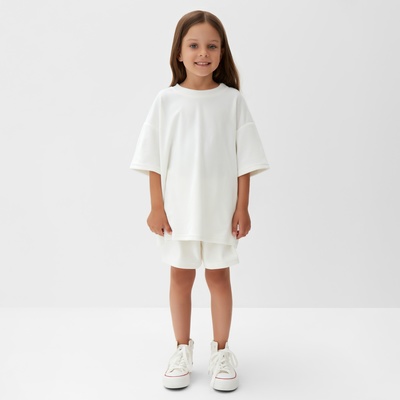 Костюм детский (футболка, шорты) KAFTAN Plushy, размер 30 (98-104 см), белый