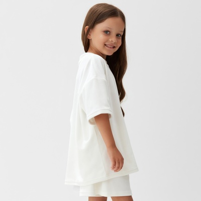Костюм детский (футболка, шорты) KAFTAN Plushy, размер 30 (98-104 см), белый
