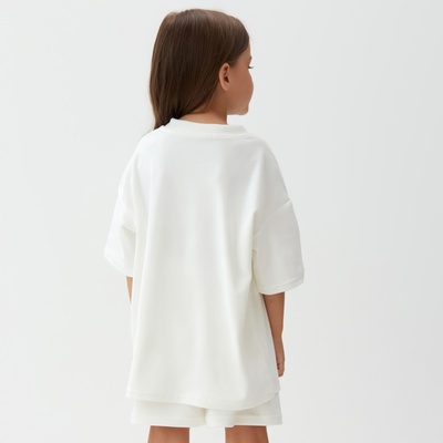 Костюм детский (футболка, шорты) KAFTAN Plushy, размер 30 (98-104 см), белый