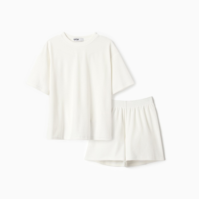 Костюм детский (футболка, шорты) KAFTAN Plushy, размер 32 (110-116 см), белый