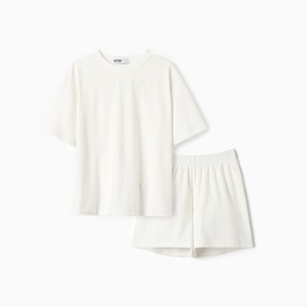 Костюм детский (футболка, шорты) KAFTAN Plushy, размер 34 (122-128 см), белый