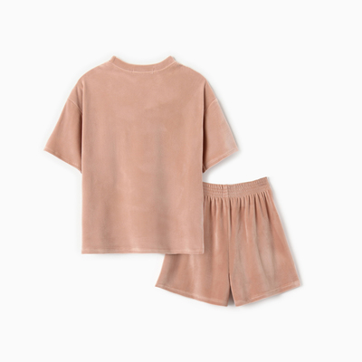 Костюм детский (футболка, шорты) KAFTAN Plushy, размер 30 (98-104 см), бежевый