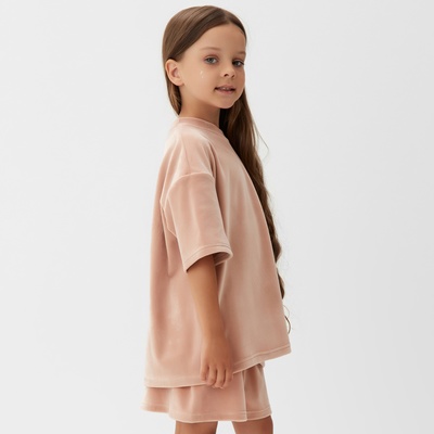 Костюм детский (футболка, шорты) KAFTAN Plushy, размер 30 (98-104 см), бежевый