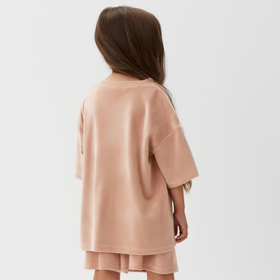 Костюм детский (футболка, шорты) KAFTAN Plushy, размер 30 (98-104 см), бежевый