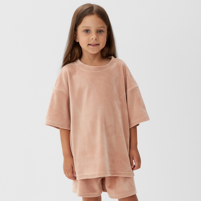 

Костюм детский (футболка, шорты) KAFTAN Plushy р.36 (134-140), бежевый