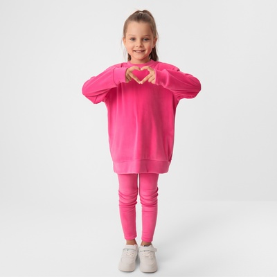 Костюм для девочки (свитшот, леггинсы) KAFTAN: Plushy, цвет фуксия, размер 32 (110-116 см)
