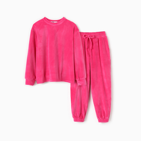 Костюм детский (свитшот, брюки) KAFTAN Plushy, размер 32 (110-116 см), фуксия