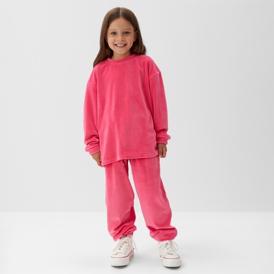 Костюм детский (свитшот, брюки) KAFTAN Plushy, размер 36 (134-140 см), фуксия