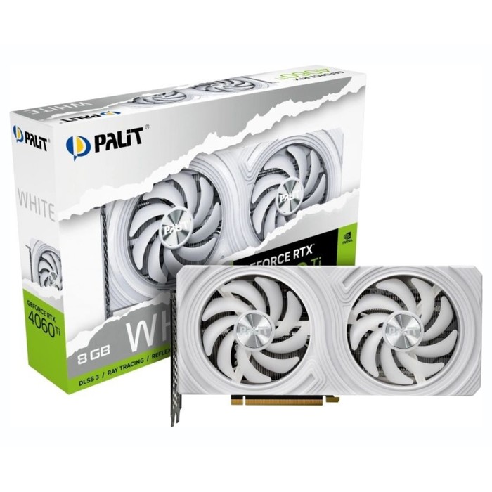 Видеокарта Palit PCI-E 4.0 RTX4060TI DUAL WHITE NVIDIA GeForce RTX 4060TI 8Gb 128bit GDDR6   1068524 - фото 51638475