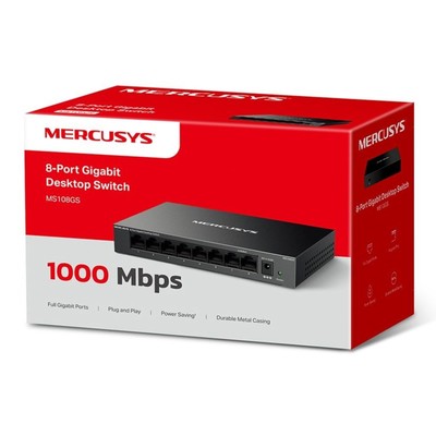 Коммутатор Mercusys MS108GS (L2), 8×1Гбит/с, неуправляемый