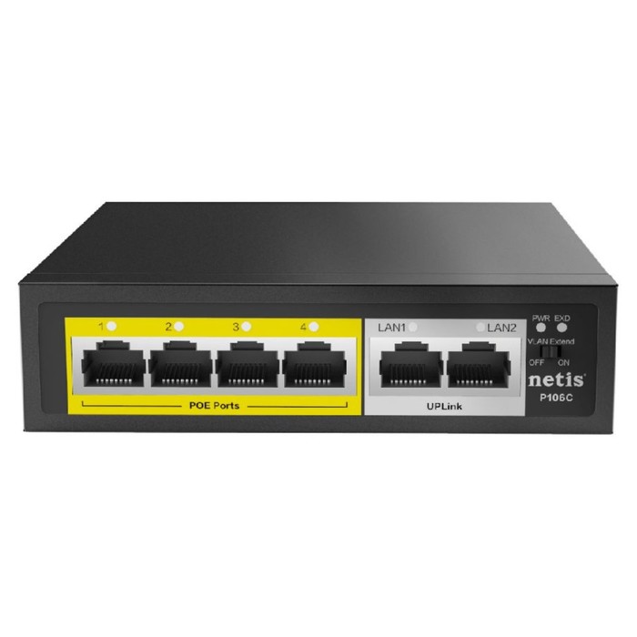Коммутатор Netis P106C 6x100Мбит/с 4PoE+ 60W неуправляемый - Фото 1
