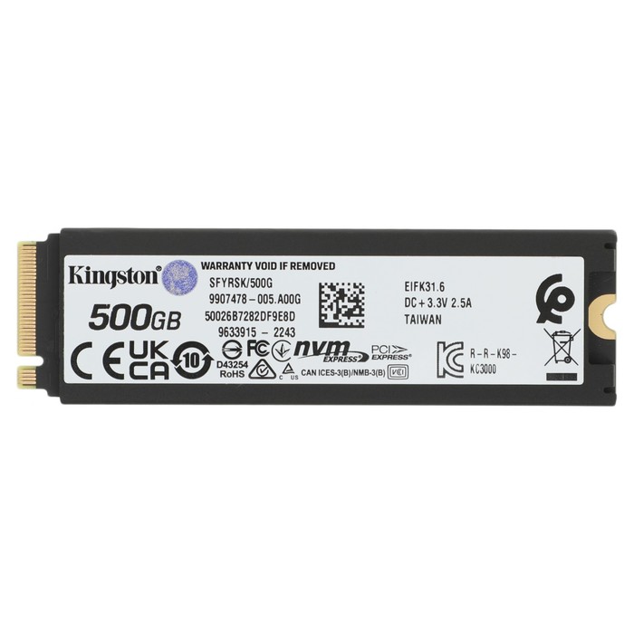 Накопитель SSD Kingston PCIe 4.0 x4 500GB SFYRSK/500G Fury Renegade M.2 2280 - Фото 1