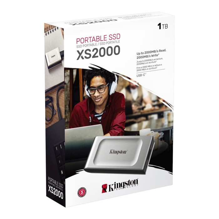 Накопитель SSD Kingston USB 3.2 1TB SXS2000/1000G XS2000 1.8" серый - фото 51607710