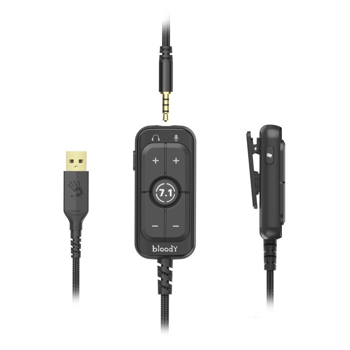Наушники с микрофоном A4Tech Bloody M590i желтый/серый 1м мониторные USB оголовье (M590I SP   106857 - фото 51607895