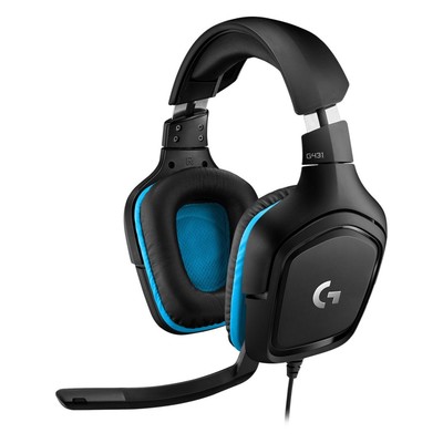 Наушники с микрофоном Logitech G431 черный/синий 2м мониторные оголовье (981-000772)