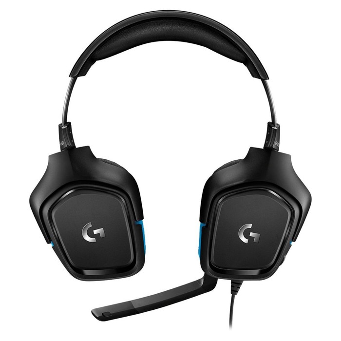 Наушники с микрофоном Logitech G431 черный/синий 2м мониторные оголовье (981-000772) - фото 51608046