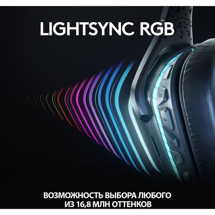 Наушники с микрофоном Logitech G635 Lightsync черный 2.8м накладные оголовье (981-000750) - фото 51615076