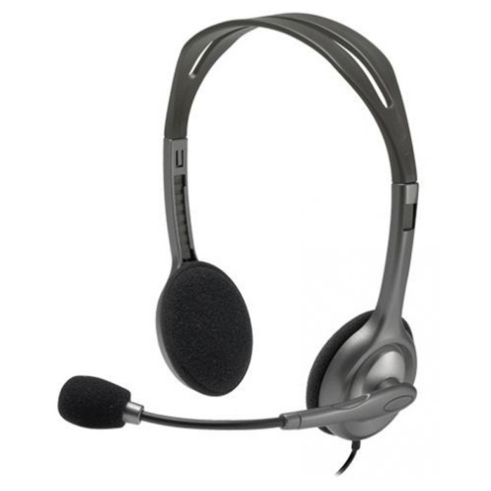 Наушники с микрофоном Logitech H111 серый 2.35м накладные оголовье (981-000588) - Фото 1