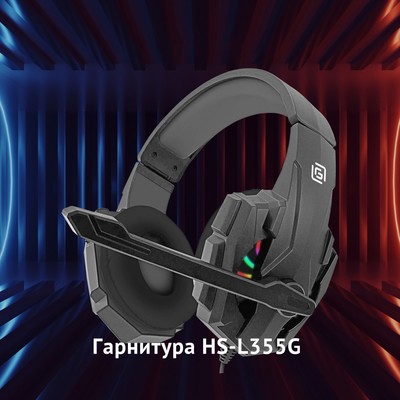 Наушники с микрофоном Oklick HS-L355G, мониторные, оголовье, провод 1.8 м, чёрные
