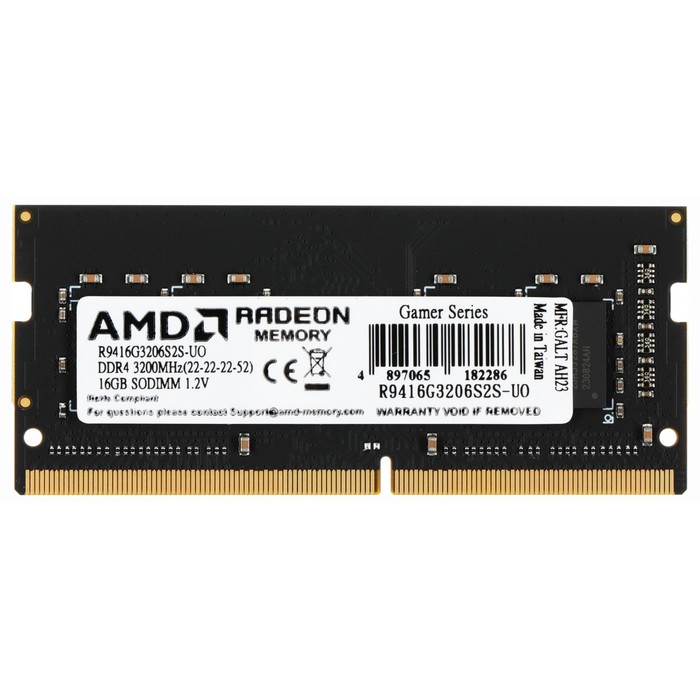 Память DDR4 16GB 3200MHz AMD R9416G3206S2S-UO R9 OEM PC4-25600 CL22 SO-DIMM 260-pin 1.2В OE   106860 - Фото 1