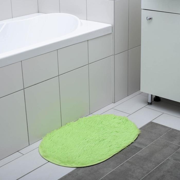 Коврик для ванной Доляна «Пушистик», 41×61 см, зелёный - Фото 1