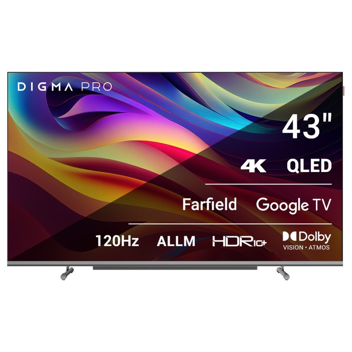 Телевизор QLED Digma Pro 43" QLED 43L Google TV Frameless черный/серебристый 4K Ultra HD 12   106862 - Фото 1