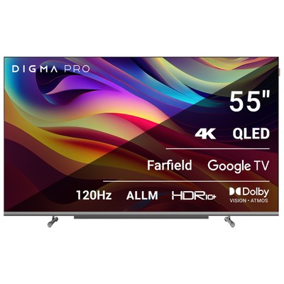 Телевизор QLED Digma Pro 55" QLED 55L Google TV Frameless черный/серебристый 4K Ultra HD 12   106863
