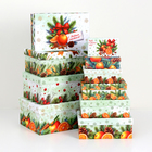 Набор подарочных новогодних коробок 10 в 1 «Мандариновое счастье», 32.5×20×12.5 - 12×7×4 см - Фото 3