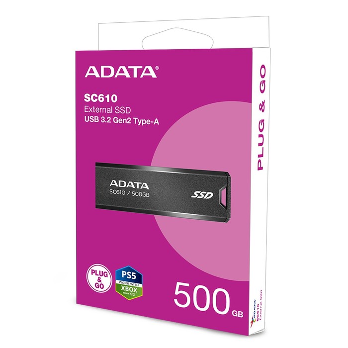 Накопитель SSD A-Data USB 3.1 500GB SC610-500G-CBK/RD SC610 1.8" черный - фото 51608775