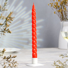 Свеча витая, 2,2х25 см, 4 шт лакированная красная - фото 25289258