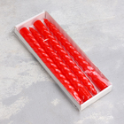 Свеча витая, 2,2х25 см, 4 шт лакированная красная - фото 25289259