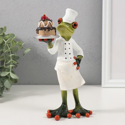 Фигурка полистоун лак «Лягуха кондитер», 18.5×8.5×8 см