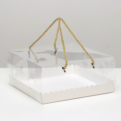 Коробка под рулет, прозрачная крышка, белая 22×22×10 . Кондитерская упаковка