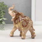Сувенир полистоун "Слон, цветы и узоры на попоне" золото и беж 12,5х5х13 см - фото 24990489