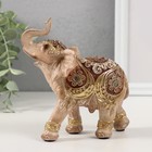 Сувенир полистоун "Слон, цветы и узоры на попоне" золото и беж 12,5х5х13 см - фото 24990490