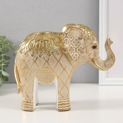 Сувенир полистоун "Золотой слон с геометрическими узорами" 20х7,5х16,5 см
